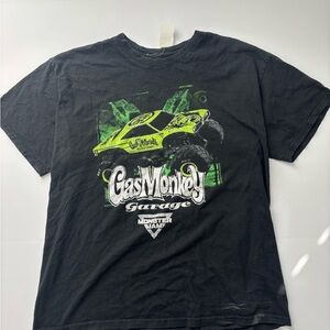 Gas Monkey Monster Jam Garage Black and Green Graphic Tee